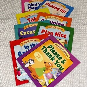 Kids Book of Manners Collection Clear Travel Case 6 Extra Books Travel Size